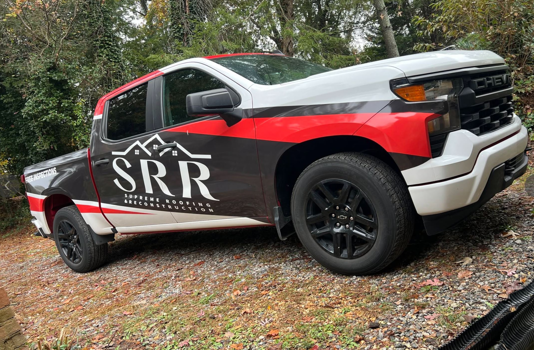 Supreme Roofing SRR truck serving Johns Creek GA gutter installation